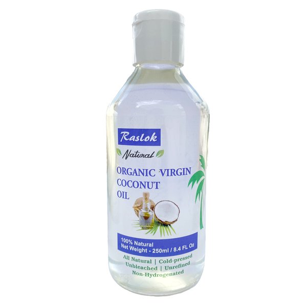 Raslok | 100% Pure Coconut Oil | For All Hair Textures & Skin Types | Ultra Skin Moisturizer & Promotes Healthy Hair Growth | | Free Of Parabens, Silicones, Sulfates