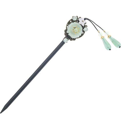 Japanese Women Handmade Wooden Hair Stick Hairpin, Traditional Costume Kimono Ornaments Tassels Headwear, Retro Ancient Cosplay Hair Accessories (Type B)