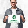 Compost Organic Waste Only With Graphic Sign, 10x7 Inches, 4 Mil Vinyl Decal Stickers Weather Resistant, Made in USA by My Sign Center