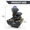 JOYENERGY Tabletop Fountain Waterfall Fountain with LED Light, Indoor Zen Meditation Desktop Fountain Includes Natural River Rolling Bubble Balls for Home and Office Decoration