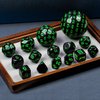 Poludie 15 Pieces Complete Polyhedral DND Dice Set D3-D100 Spherical D&D Dice Set with Dragon Eye Dice Bag, D100 Dice for Dungeons and Dragons, RPG, MTG Table Games(Black w/Green Numbers)