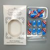 4th of July Press on Nails Short Square Fake Nails Red Blue Strips Independence Day False Nails Stick on Nails American Flag Coffin Glue on Nails for Women Patriotic Acrylic Nails Decoration 24Pcs