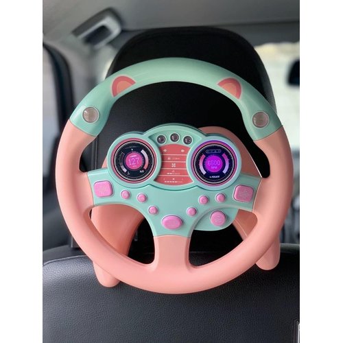 Yohencin Baby Steering Wheel Toy, Kids Steering Wheel for Car Backseat a Variety of Car Sound Effects to Develop Baby's Auditory Skills. (Pink)