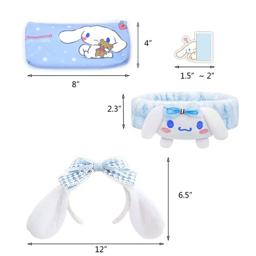 SMAROICE Kawaii Cinnamoroll Gift Set Cute Cinnamoroll accessories including Hairpin Headbands Cosmetic Pouch Necklaces Bracelets Keychain Stickers