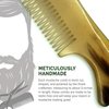 Lucky Franc's Real Horn Handmade Beard Comb for Men. Detangling Static-Free Fine Tooth Comb for Mustaches and Beards. Gift for Men. Pocket Size Moustache Comb in Metal Tin. Ox Horn Comb