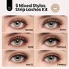 Beetles Easy Lashes False Eyelashes Essential Collection 5 pairs of Mixed Super Natural with tweezers Wispy Fluffy Fake Lashes for Women Strip Lashes Eyelash Extension Kit Faux Mink Eyelashes 14 mm 3D