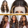 Yunwujie Ombre Highlight Lace Front Wigs Human Hair Colored 1B/30 Honey Blonde Glueless Pre Plucked Wigs Human Hair 13x4 Lace Wigs Human Hair For Women 180% Density 24inch