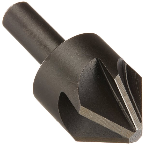KEO 55032 High-Speed Steel Single-End Countersink, Uncoated (Bright) Finish, 6 Flutes, 82 Degree Point Angle, Round Shank, 1/2" Shank Diameter, 1-1/4" Body Diameter