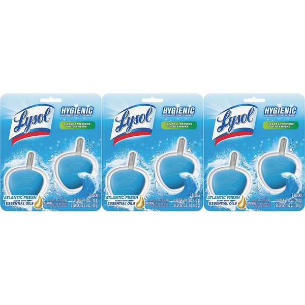 Lysol Hygienic Automatic Toilet Bowl Cleaner, Atlantic Fresh 2 ct (Pack of 3)