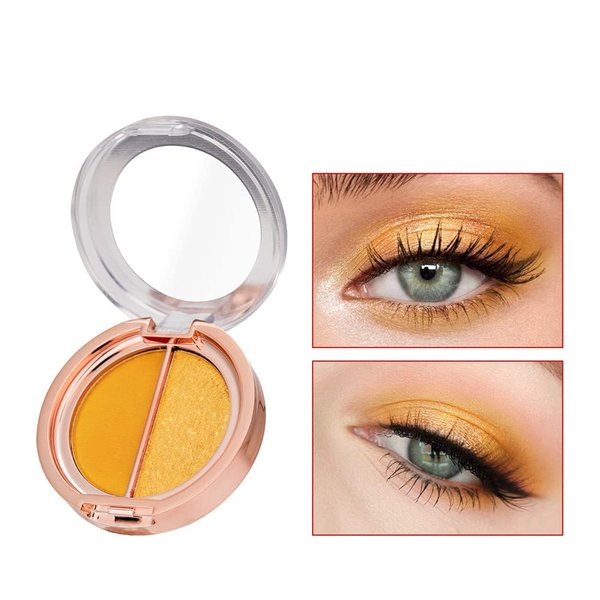 Timipoo Double color eye shadow, high pigment eye makeup palette, matte shimmer metal eye shadow powder, waterproof and durable color eye shadow (07#Sunrise yellow)