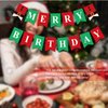 Merry Christmas Themed Birthday Party Decorations Happy Birthday Xmas Banner Red and Green Glittery December Xmas Birthday Party Supplies