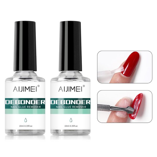AIJIMEI 10ml Nail Glue Remover Gel Nail Gel Remover,Gel Remover For Nails Quickly Remove Professional Glue Off Nail Glue Remover for Nail Tips (2pcs)