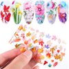 10Pcs Maple Leaf Nail Art Foil Transfer Stickers 3D Holographic Flower Foil Transfers Decals Fall Nail Supplies Floral Maple Leaves Lavender Rose Designs Fall Nail Art for Women DIY Nail Decorations