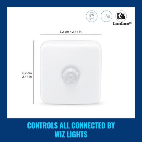 WiZ Indoor Motion Sensor - Connects to Your Wi-Fi- Works with WiZ Connected Products - Smart Motion Sensor - Batteries Included - White - 1 Pack