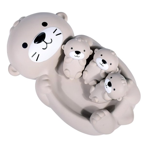 NEXTAKE Otter Bath Toy Set, Child-Mother Otter Playset Tub Toy, 1 Mother Otter and 3 Baby Otters Water Toy Bathtub Otter Toy Set Otters Family Floating Toy for Babies