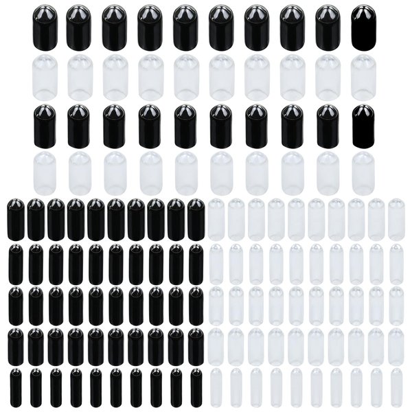 Lawie 140 Pack 2 MM-6.5 MM Clear Black Headbands Rubber End Caps Hair Clips Hair Pins Hair Bands Safe Elastic Protect Tube Covers Screw Thread Cable Bolt Round Protectors Feet Tips Accessories