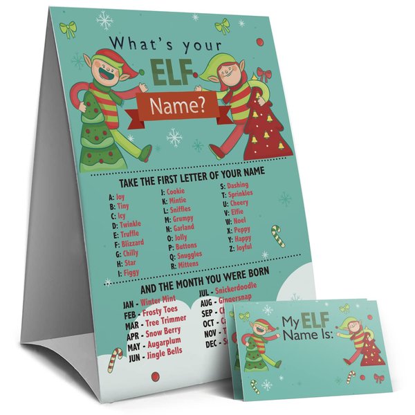 Christmas Games Sign - What's Your Elf Name Game, Christmas games for families, Christmas Party Games, Holiday games（22C）