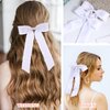 Andibro 3Pcs Hair Clips for Women, Tassel Ribbon Bowknot Hair Clip With Long Tail White Hair Bows Barrettes Hair Accessories(White)