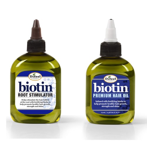 Difeel Biotin Pro-Growth Root Stimulator & Difeel Biotin Premium Hair OIl 2.5 oz. - 2-PIECE Boxed Gift Set - Biotin Hair Treament Collection for Hair Growth