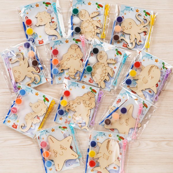 Under the Sea Party Favors - 12 PCS Ocean Animals Birthday Party Supplies - Sea Bubbles & Paint Crafts - Mermaid Shark Birthday Decorations Goodie Bags Stuffers Gifts Prizes for Kids Girls Toddler