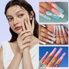 LIONVISON 500PCS No C Curve Nail Tips, Long Square Nail Tips 10 Sizes Half Cover Artificial Nails Straight Square French Clear Fake Nail Tips for Acrylic Nails Professional for Nail Art Salon