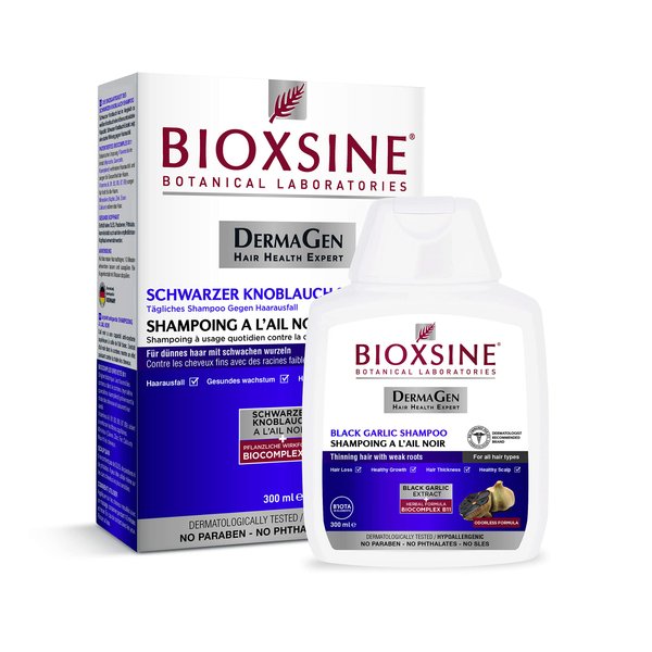 Bioxsine Herbal Shampoo with Black Garlic for Hair Loss/Odourless/Prevents Hair Loss/Healthy Hair/For All Hair Types/Women and Men 300 ml