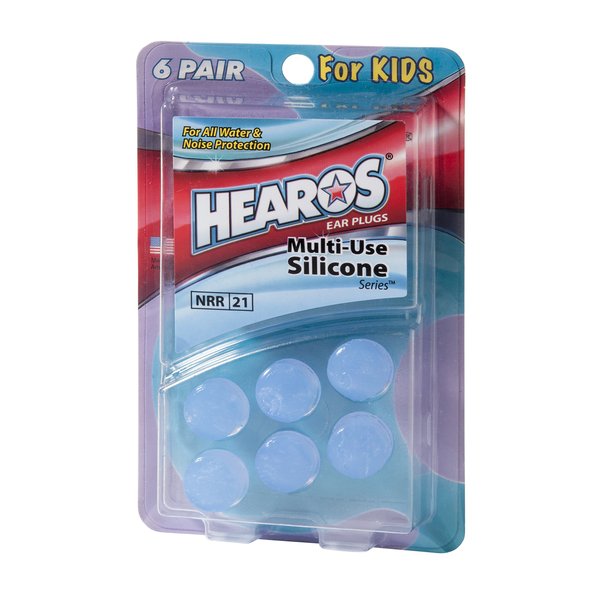 HEAROS Multi-Use Silicone Ear Plugs, 6 Pair, Child