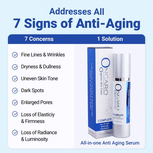 Ongaro Beauty All-In-One - Anti Aging Serum for all 7 Signs of Aging- Anti Wrinkle Cream and Hyaluronic Acid Moisturizer with Vitamin C & E