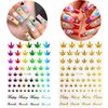 MiaoWu 12 Sheets Pot Leaf Nail Art Stickers Self-Adhesive 3D Maple Leaf Nail Stickers Fall Nail Art Decals Glitters Flakes Autumn Nail Supplies Colorful Weed Leaves Design for DIY Nail