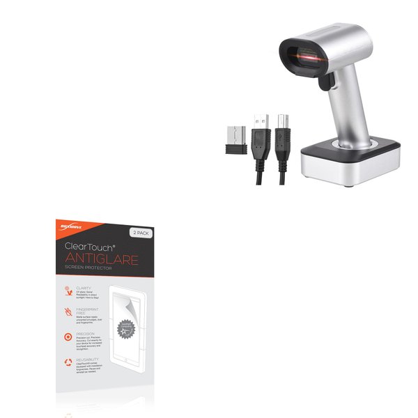 BoxWave Screen Protector Compatible with Arealer 2D 1D QR Barcode Scanner with Screen Display with Charging Base - ClearTouch Anti-Glare (2-Pack), Anti-Fingerprint Matte Film Skin