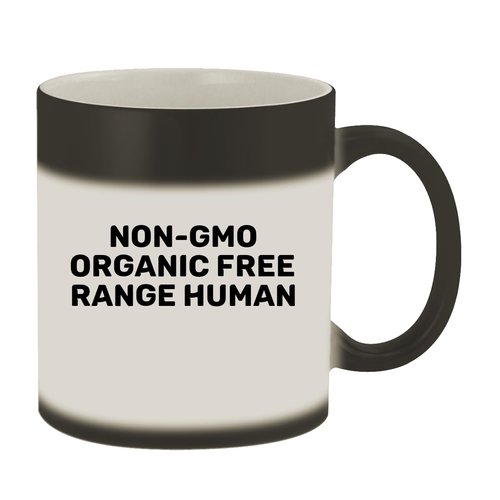 Knick Knack Gifts Non-GMO Organic Free Range Human - 11oz Magic Color Changing Mug, Matte Black