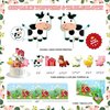 Fiesec Farm Party Decorations, Pink Barnyard Farm Animal Themed Birthday Party Decorations Girl Backdrop Balloon Arch Garland Banner Tablecloth Cake Cupcake Topper