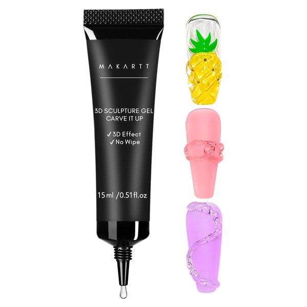 Makartt 15g 3D Sculpting Gel Nail Glue for Nail Designs and DIY Nail Art - Clear Gel Polish for Drawing, Molding, Sculpture and Decoration