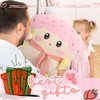 ARELUX Funny Toast Sliced Bread Pillow,Pink Bread Shape Pink Plush Hugging Pillow with Red Scarf,Soft Strawberry Food Sofa Cushion for Home Decor,Plush Toy Gifts for Kids Birthday(17.7in)