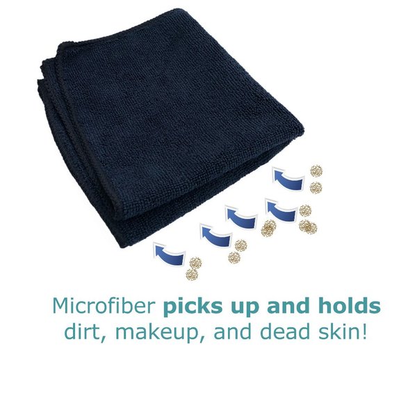 3 Pack Microfiber Face wash cloth, Removes Makeup 12 x 12