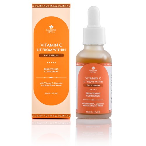Nature Spell Pure Vitamin C Face Serum 1 Fl Oz - Brightens Skin - Minimise Enlarged Pores – Dark Spot Corrector – Anti Aging Serum for Face - Suitable for All Skin Types - 100% Vegan - Made In The UK