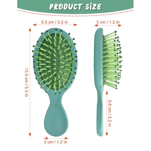 8 Pcs Mini Hair Brush Travel Brush for Most Hair Types Wet Hair Brush Mini Detangling Brush for Men and Women Curly Hair Wet and Dry Hair Tangle Brush in 8 Colors