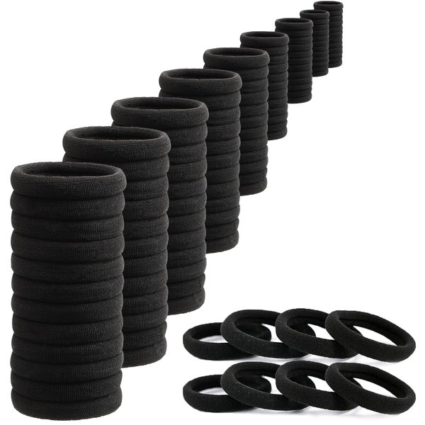 Antye 105P Hair Ties Any Fit No Damage Hair Cutton Seamless Hair Elastic Ponytail Holder For Thick or Thin Hair No Snag Dent or Breakage Baseball&Tennis Suitable Hair Band All Age Friendly(Black Onyx)