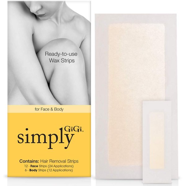 Simply GiGi Ready-to-Use Hair Removal Kit - 12 Face Strips and 6 Body Strips