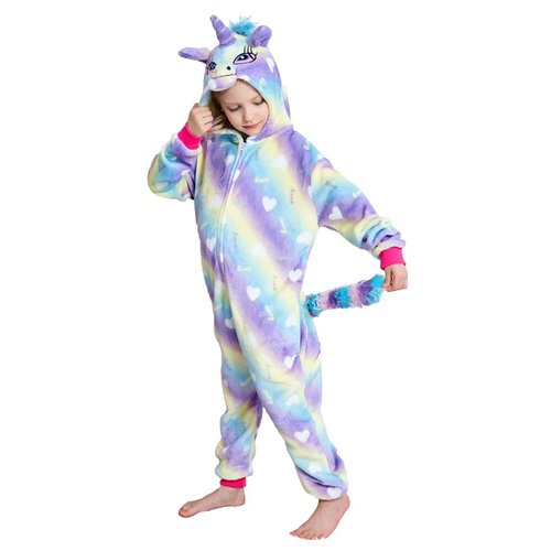 NewPlush Kids Animal Onesie Rainbow Cloud Unicorn Cosplay Costumes Onesie Halloween Sleepwear For Girls Boys (8-10 Years)