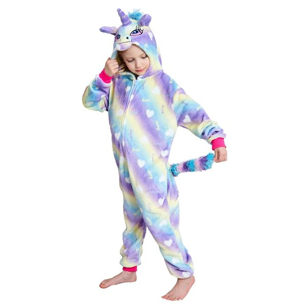 NewPlush Kids Animal Onesie Rainbow Cloud Unicorn Cosplay Costumes Onesie Halloween Sleepwear For Girls Boys (8-10 Years)