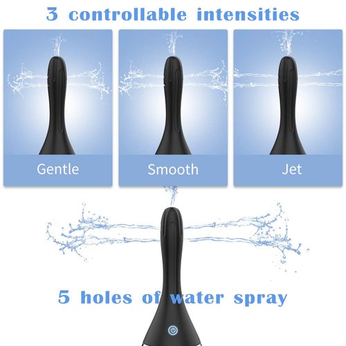 Automatic Electric Enema Bulb with 3 Speeds, Adorime Rechargeable Anti Back-Flow Enema Douche for Men Women Colon Cleansing, Silicone Douche Cleaner Enema Kit Douche Bottles 12oz