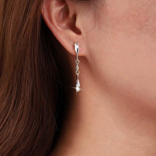 Sttiafay Vintage Crystal Teardrop Earrings Long Linear Rhinestone Earrings Gold Crystal Stud Earrings Sparkly Cz Bridal Earrings Jewelry for Women and Girls