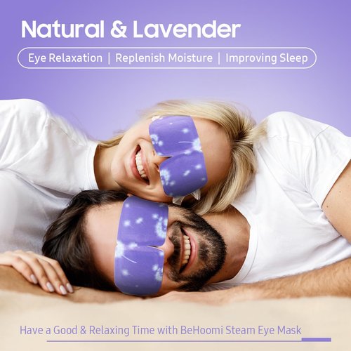 BeHoomi 30Packs Steam Eye Mask, Heated Eye Mask Warm Compress for Eyes, Self Heating Disposable Eye Masks, Sleep Mask for Home, Spa, Office, Travel Essentials & Relaxation Gifts (Lavender)