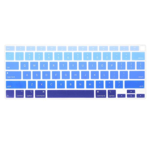 ProElife Ultra Thin Silicone Keyboard Cover Skin for MacBook Air 13 Inch 2021 2020 with Touch ID (MODLE A2179 and A2337 Apple M1 Chip, US Layout) Keyboard Accessories Protector (Ombre Blue)
