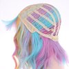PATTNIUM Rainbow Wig Short Wavy Colorful Wig Pastel Rainbow Wig with Bangs Multicolor Wig for Women Girls Heat Resistant Synthetic Cosplay Costume Wig (Rainbow)