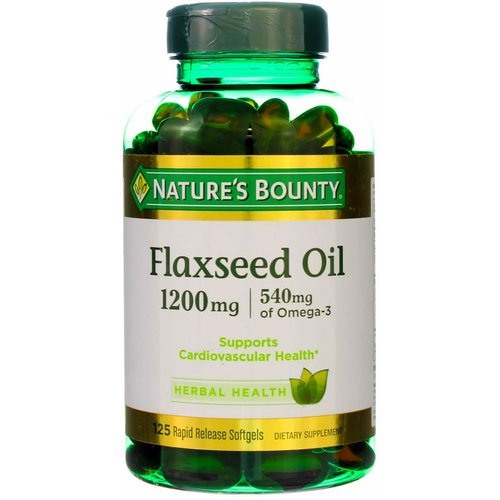 Nature's Bounty Flaxseed Oil 1200 mg, 125 Rapid Release Softgels (Pack of 3)