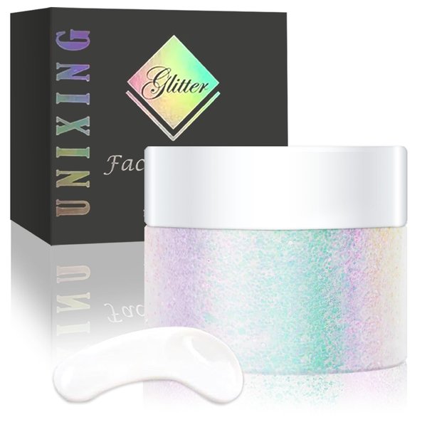 Holographi Face Body Glitter Gel, Sparkle Color Changing Face Glitter Gel for Body, Face, Hair and Lip Color Changing Sparkling Glitter Gel for Women Girls Music Festival Concerts Party (#03)