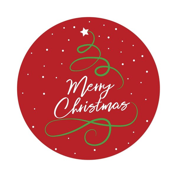 Andaz Press Christmas Round Circle Gift Sticker Labels, Red Green Calligraphy Tree, Merry Christmas, 40-Pack, Envelope Stationery Seals