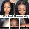 ISEE Wear and Go Glueless Wigs Human Hair Pre Plucked Deep Wave Bob Wig Human Hair Lace Front Wigs for Women Upgraded No Glue Pre Cut 4x4 Lace Closure Glueless Wigs for Black Women Human Hair 12 Inch